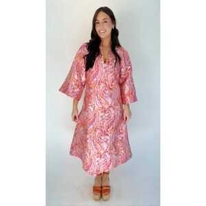 Solelia Cleo Golden Flame Metallic Paisley Brocade Dress XS Boho Luxe‎ NWT